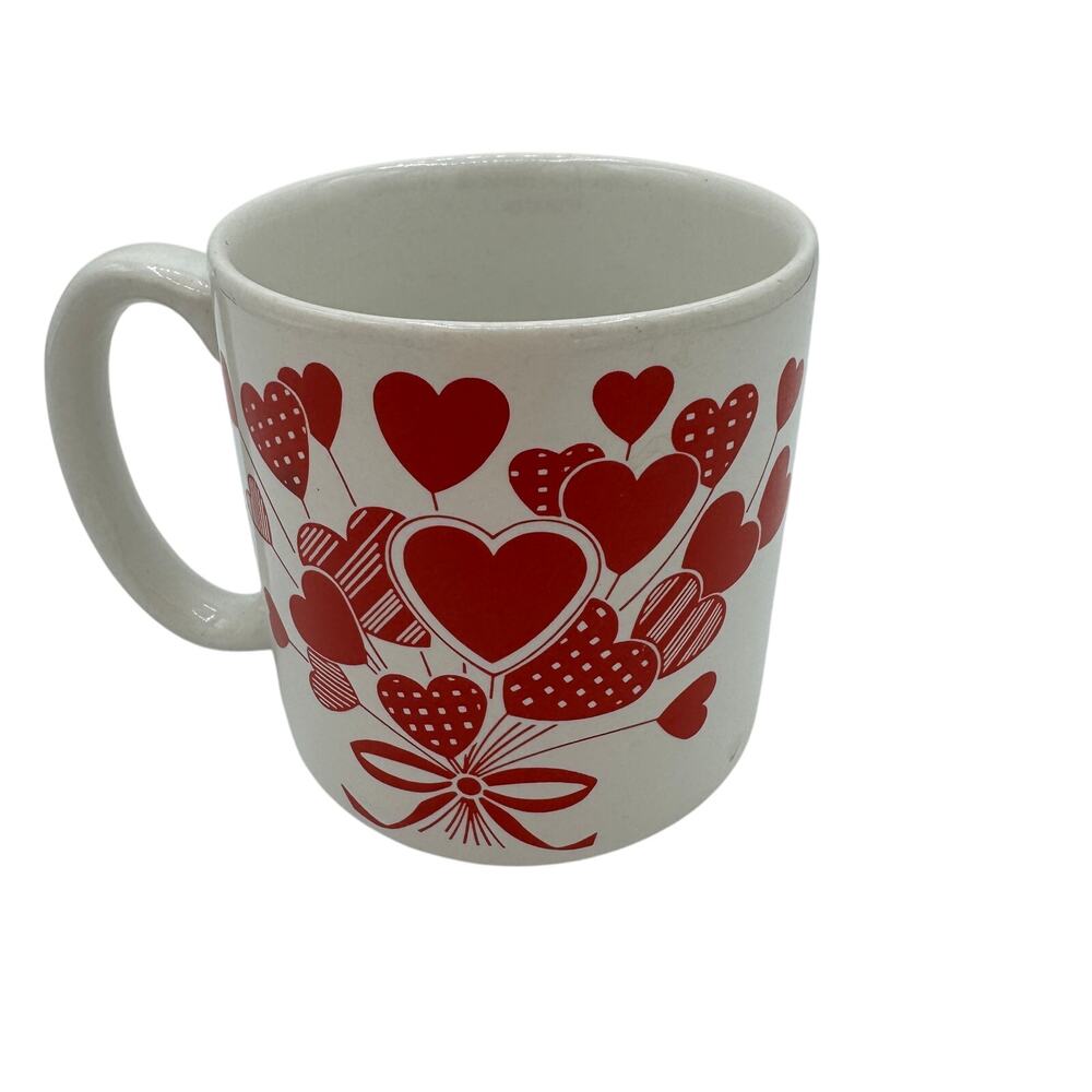 Vintage Heart Valentines Tea Coffee Mug Bouquet of Flowers 1980s - Picture 2 of 8